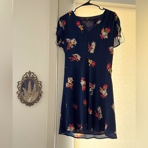 Madewell Blue Floral Silk Dress